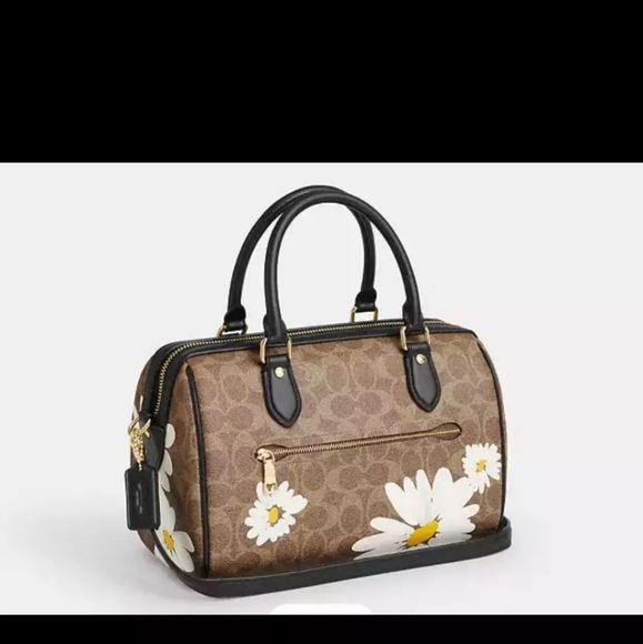 NWT! COACH ROWAN SATCHEL IN SIGNATURE CANVAS WITH FLORAL PRINT - Picture 2 of 3